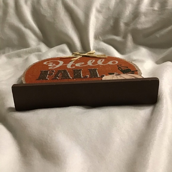 New Harvest Pumpkin “ Hello Fall “ Standing Plaque Sign - Picture 2 of 3